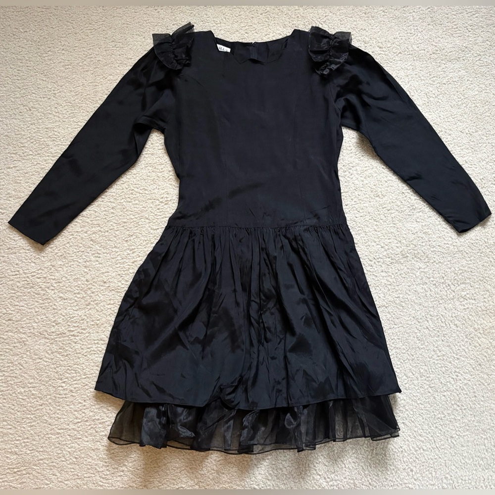 Vintage Apollo black whimsigoth fairy grunge taffeta dress, sz S (sz M juniors) - Picture 2 of 10